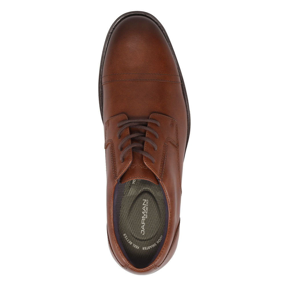 Cognac-JARMAN Mens Barclay Polished Cap Toe Dress Shoe