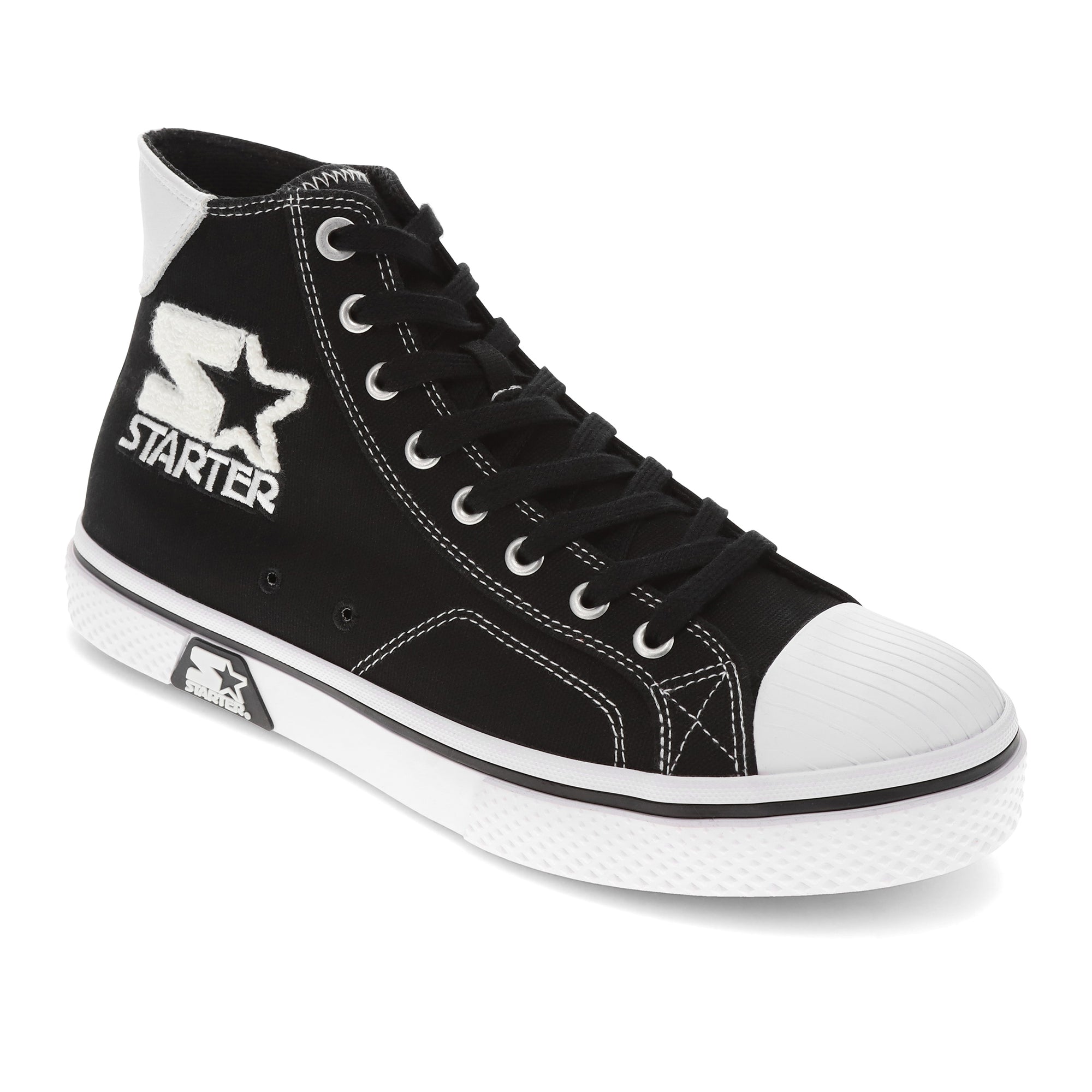Black/White-Starter Mens Tradition 71 Hi Canvas Hightop Casual Sneaker Shoe