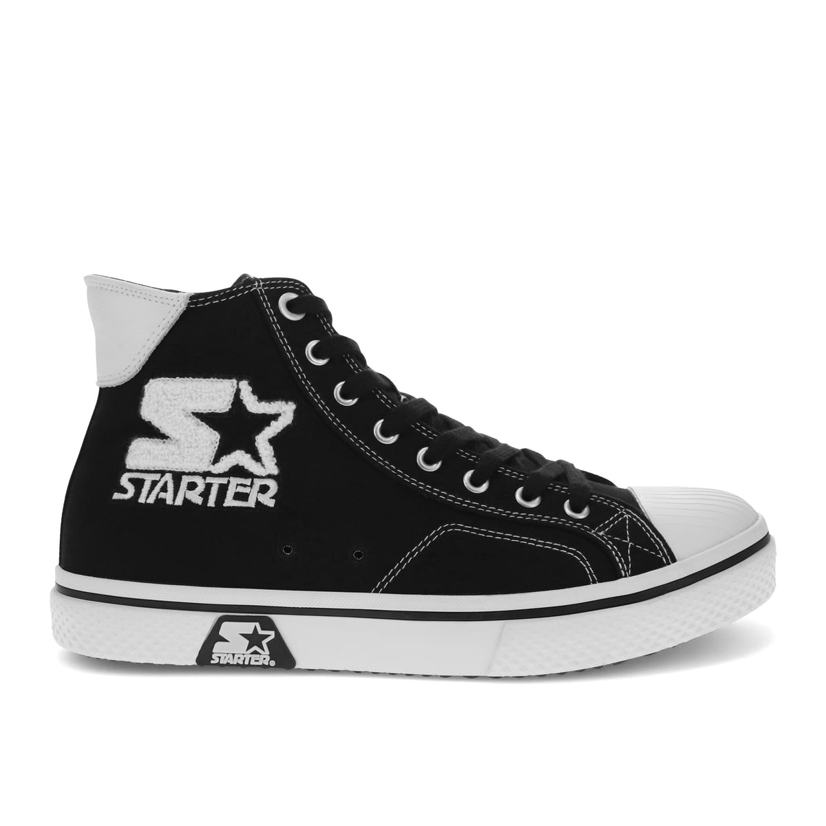 Black/White-Starter Mens Tradition 71 Hi Canvas Hightop Casual Sneaker Shoe