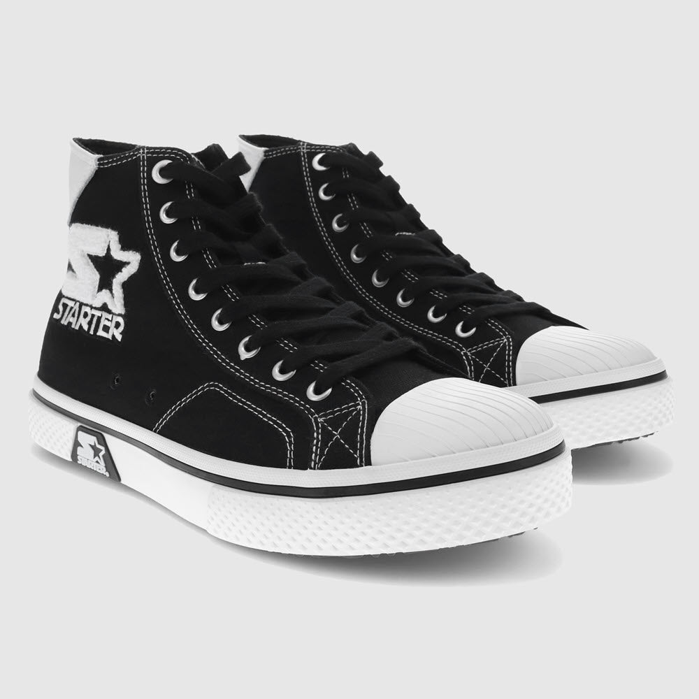 Black/White-Starter Mens Tradition 71 Hi Canvas Hightop Casual Sneaker Shoe
