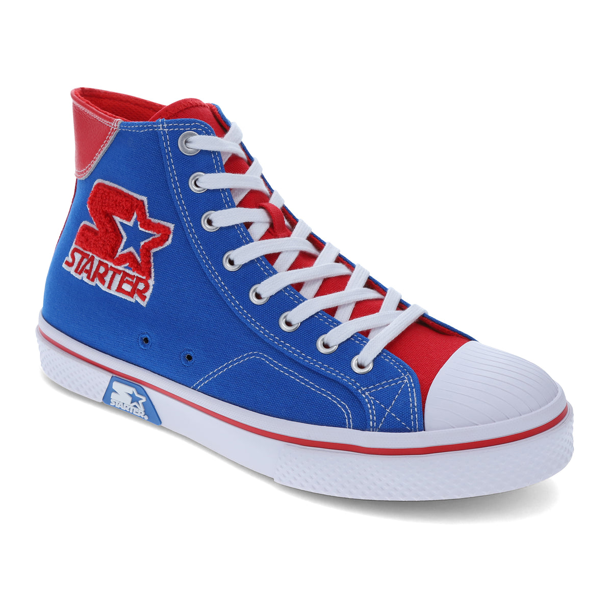 Blue/Red-Starter Mens Tradition 71 Hi Canvas Hightop Casual Sneaker Shoe
