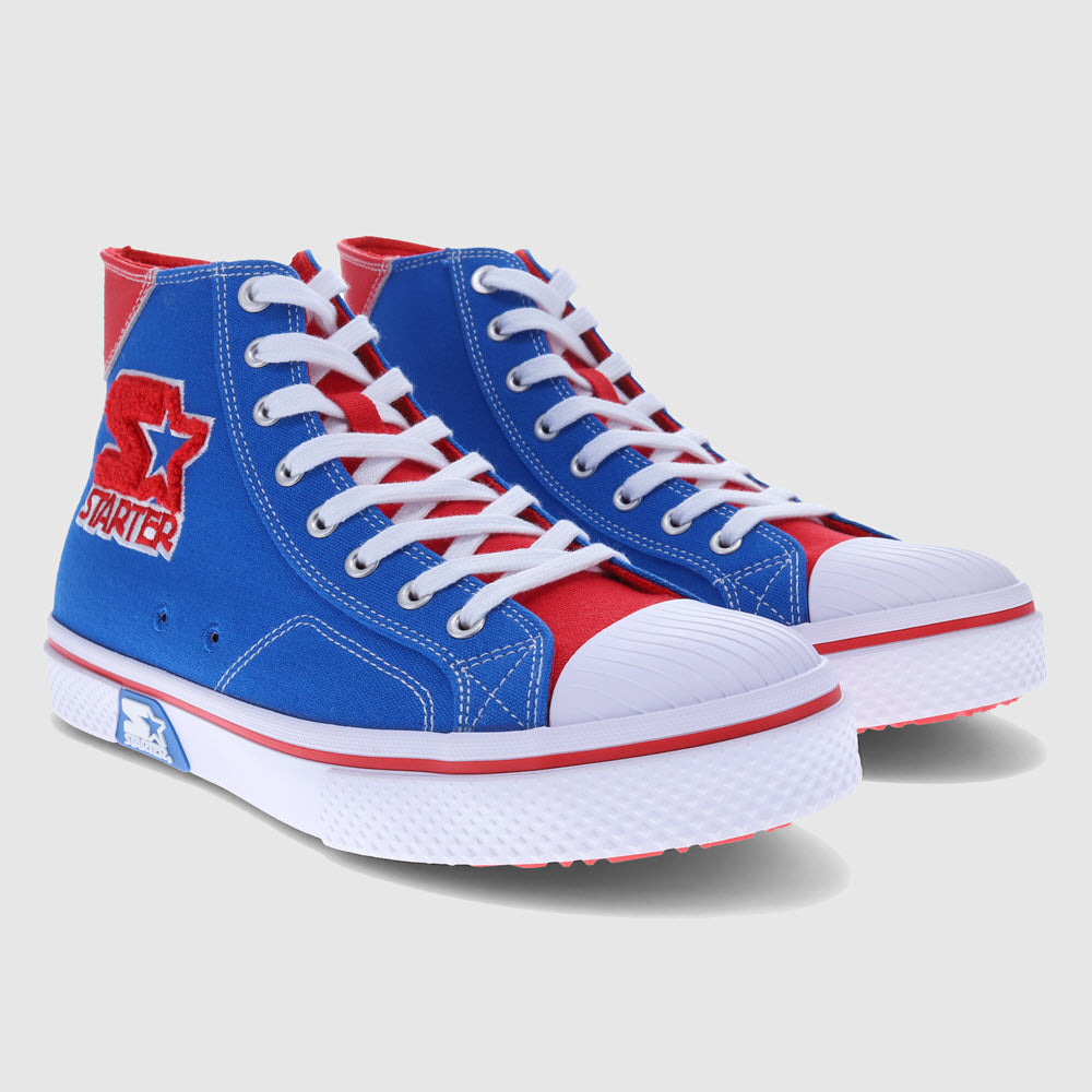 Blue/Red-Starter Mens Tradition 71 Hi Canvas Hightop Casual Sneaker Shoe