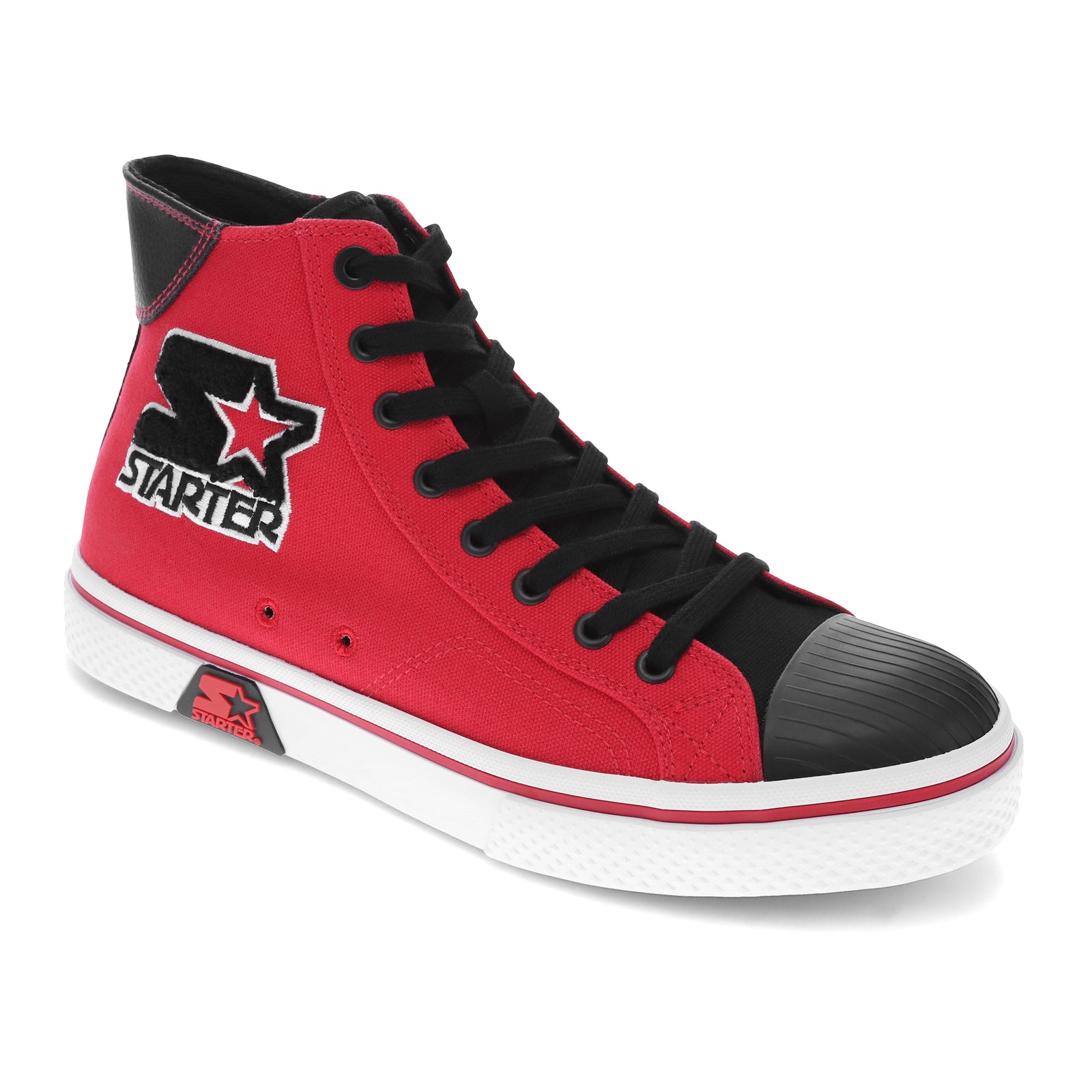 Red/Black-Starter Mens Tradition 71 Hi Canvas Hightop Casual Sneaker Shoe