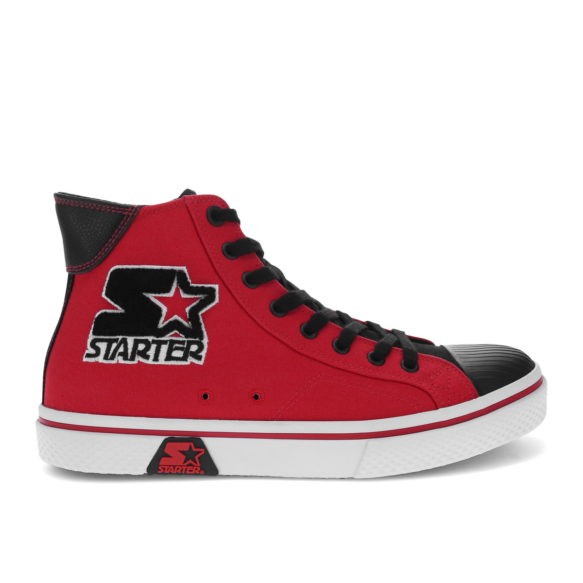 Red/Black-Starter Mens Tradition 71 Hi Canvas Hightop Casual Sneaker Shoe
