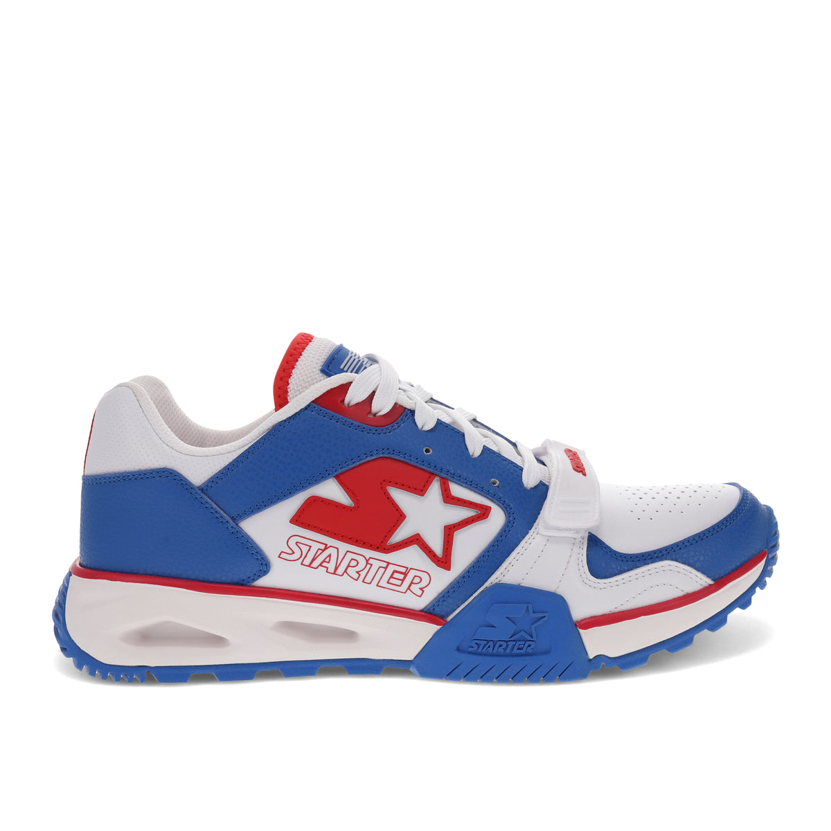 White/Blue-Starter Mens Team Trainer 92 Low Vegan Synthetic Leather Casual Lowtop Sneaker Shoe