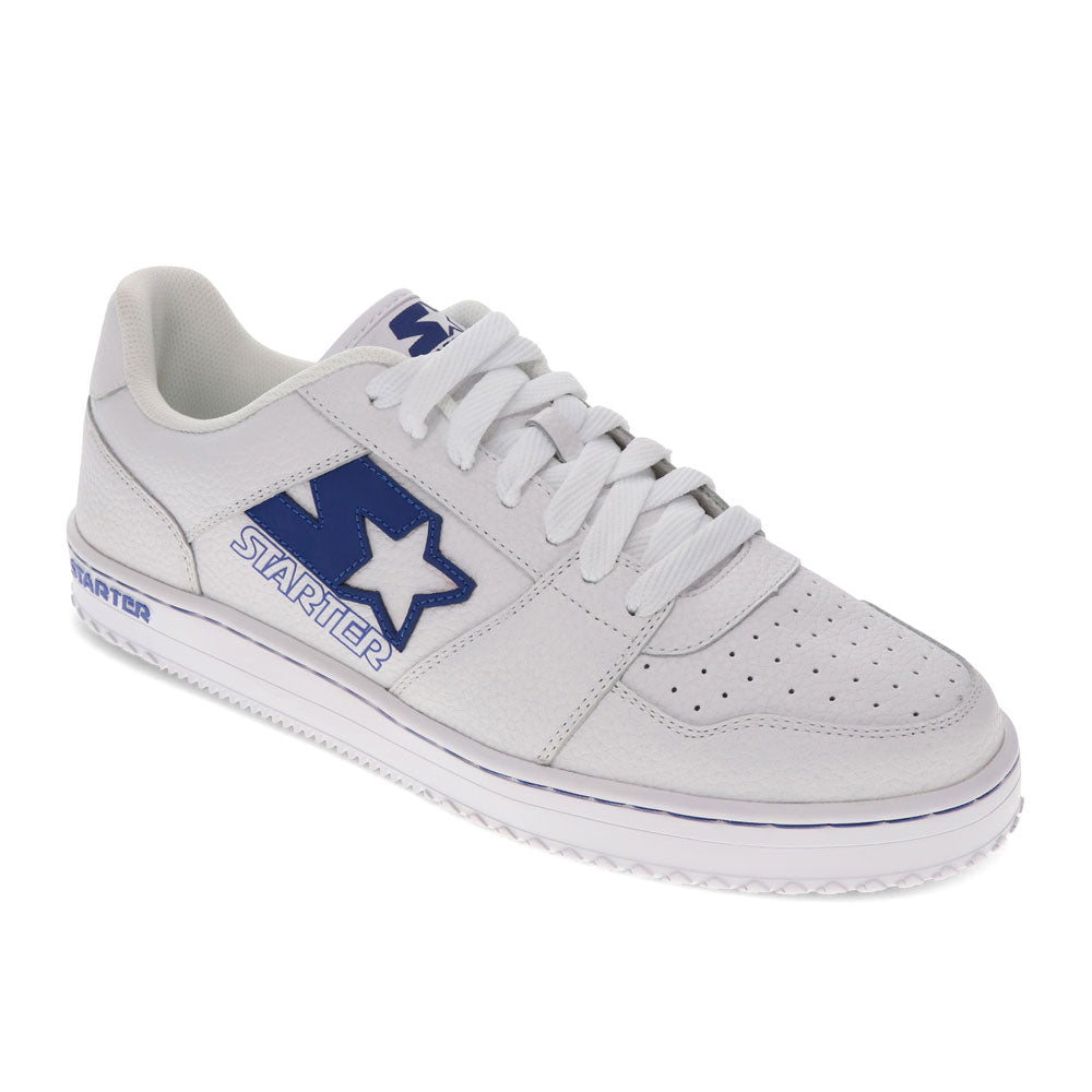 White/Blue-Starter Mens LFS 1 Genuine Leather Casual Lace Up Sneaker Shoe