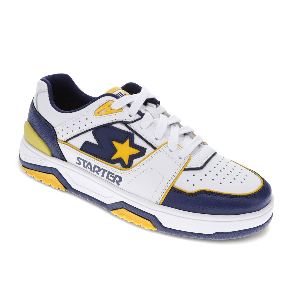 White/Blue Depths/Freesia-Starter Mens Fast Break Low Genuine Leather Casual Lace Up Sneaker Shoe