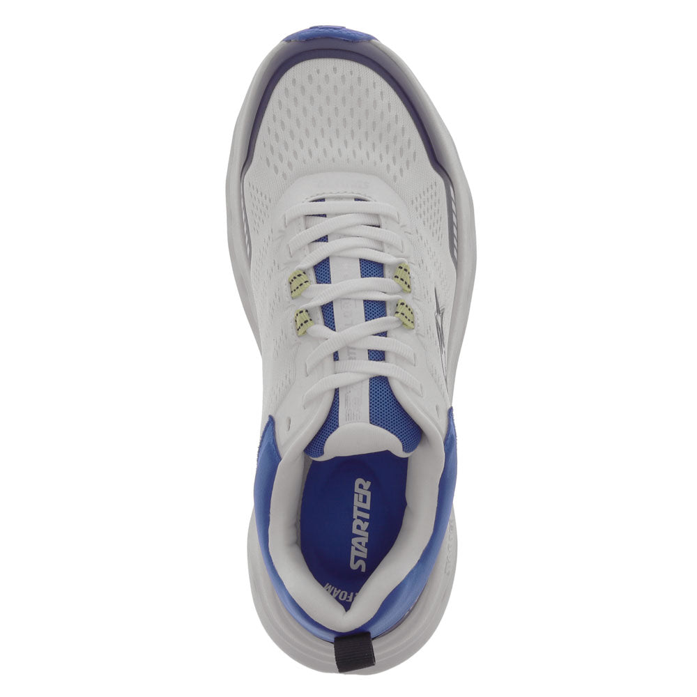 White/Navy/Blue-Starter Mens Bolt Synthetic Leather Casual Lace Up Sneaker Shoe