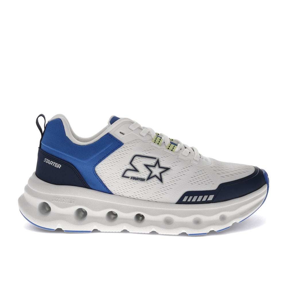 White/Navy/Blue-Starter Mens Bolt Synthetic Leather Casual Lace Up Sneaker Shoe