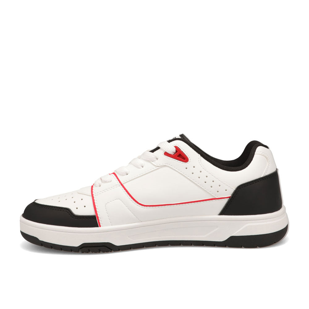White/Black/Red-Starter Mens Fast Break Low Genuine Leather Sneaker