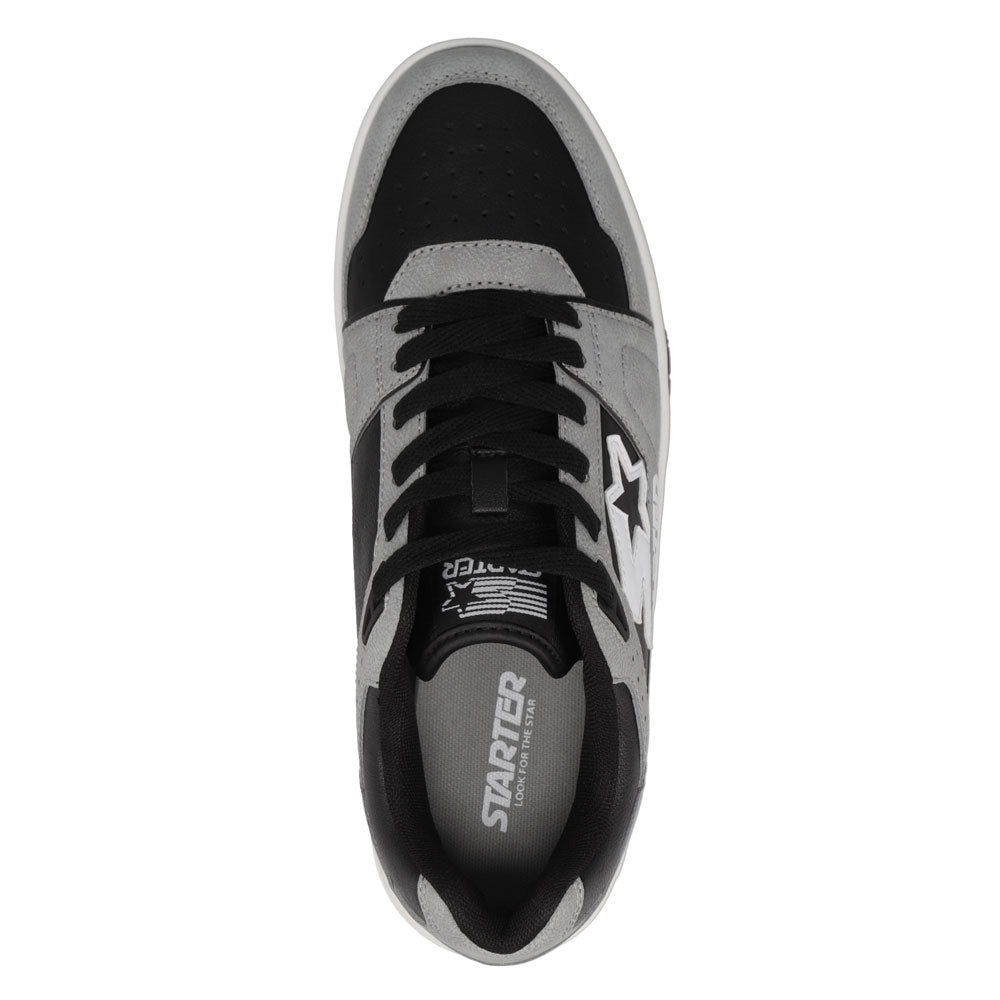 Gray/Black-Starter Mens Fast Break Low Genuine Leather Sneaker