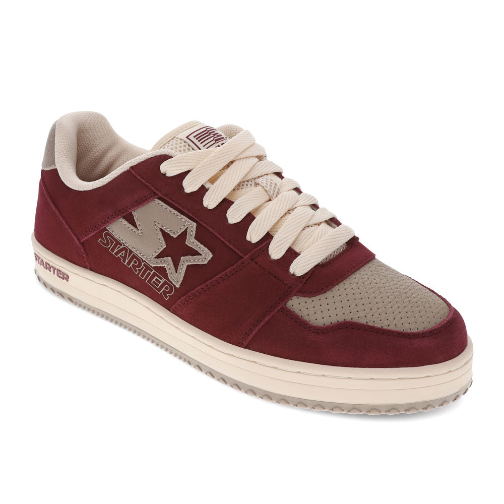 Burgundy/Navajo-Starter Mens LFS 1 Vintage Genuine Leather and Suede Casual Lace-Up Sneaker Shoe