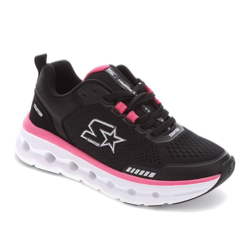 Black/Fuchsia-Starter Womens Bolt Synthetic Leather Casual Lace Up Sneaker Shoe