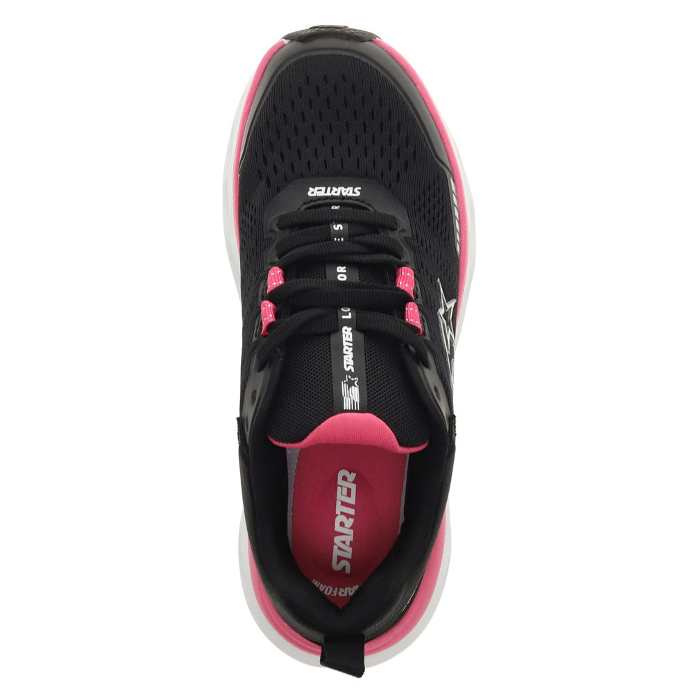Black/Fuchsia-Starter Womens Bolt Synthetic Leather Casual Lace Up Sneaker Shoe