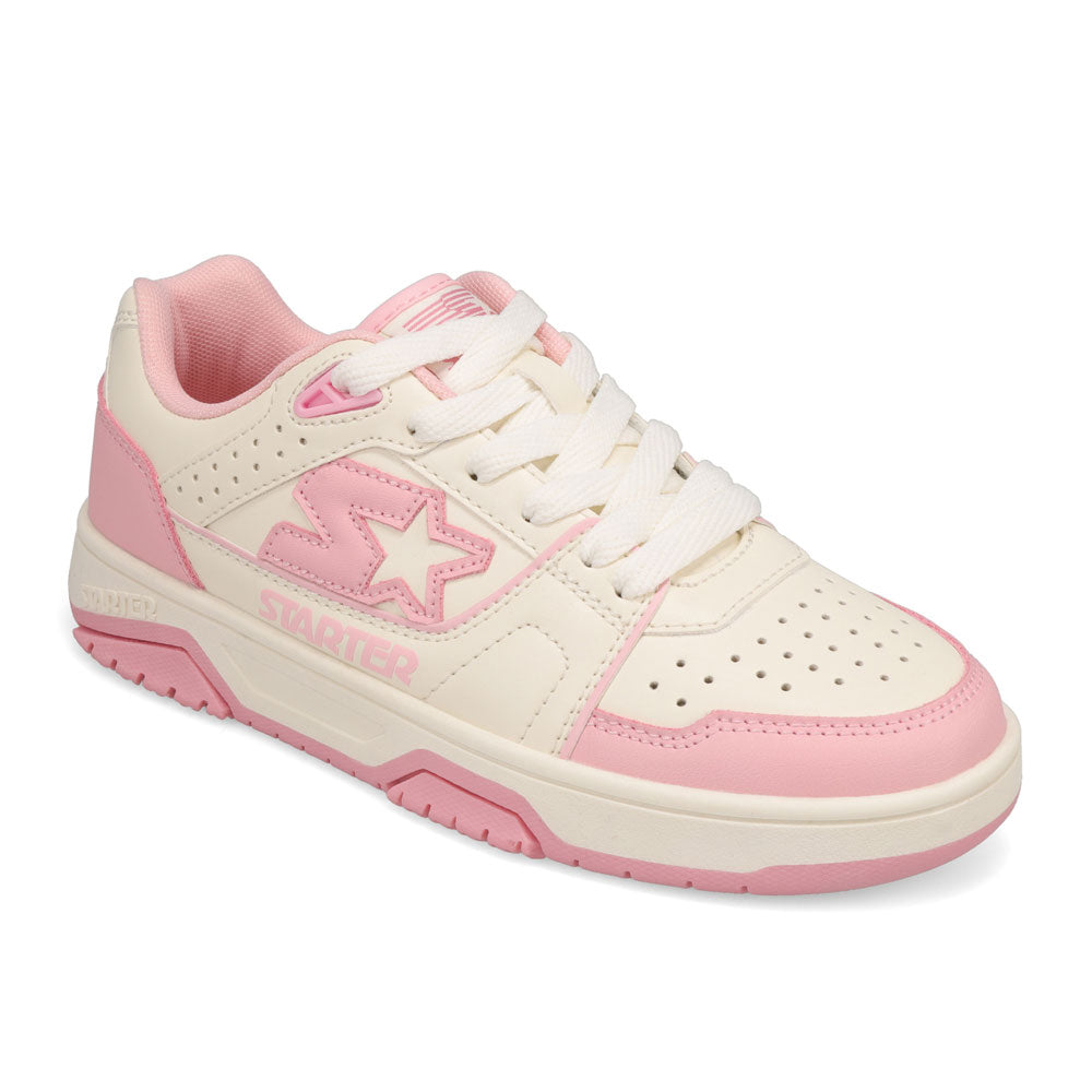 Star White/Rose-Starter Womens Fast Break Low Genuine Leather Sneaker