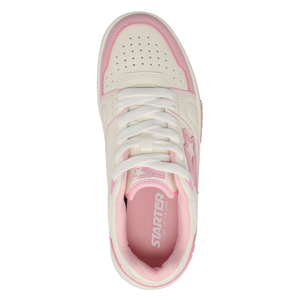 Star White/Rose-Starter Womens Fast Break Low Genuine Leather Sneaker