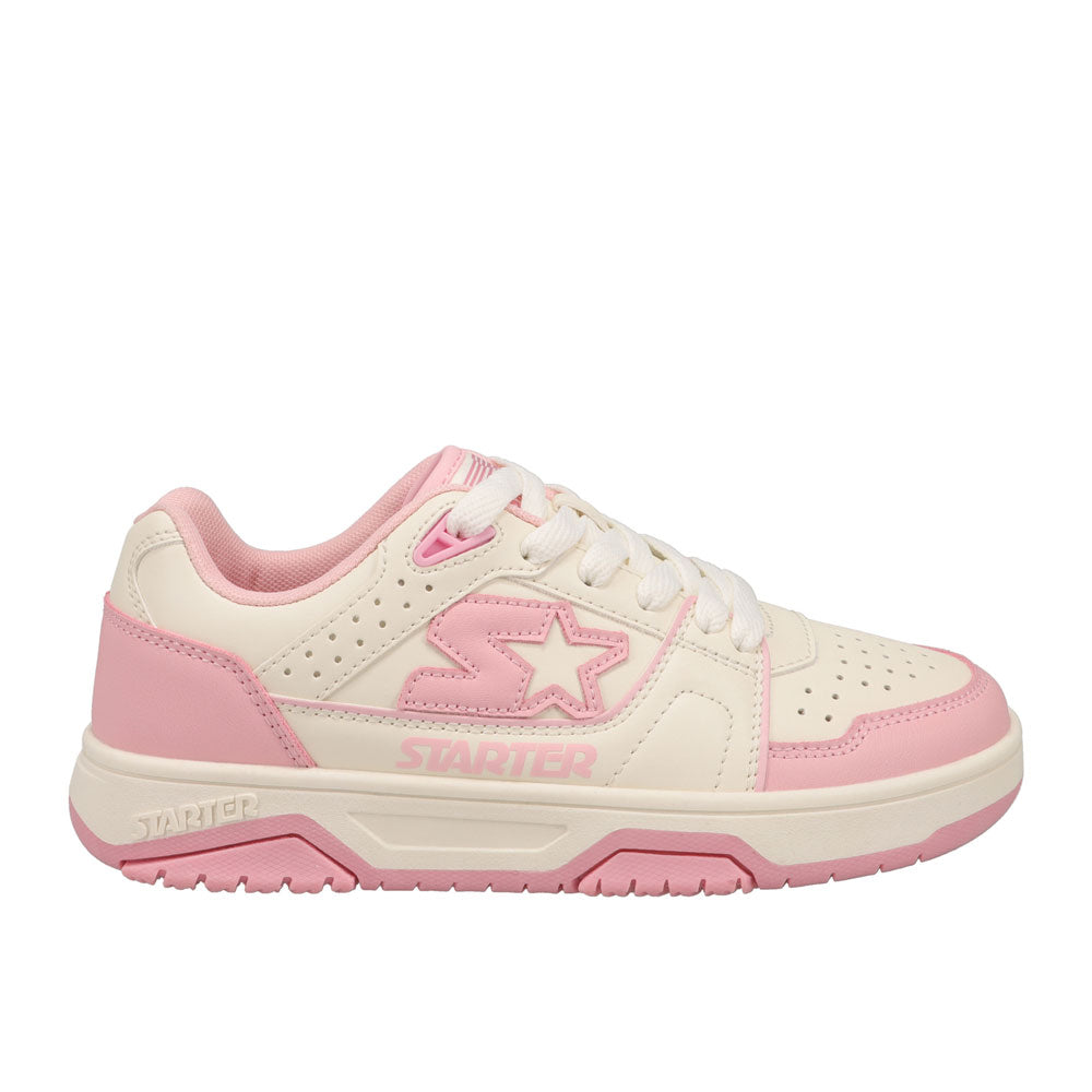 Star White/Rose-Starter Womens Fast Break Low Genuine Leather Sneaker