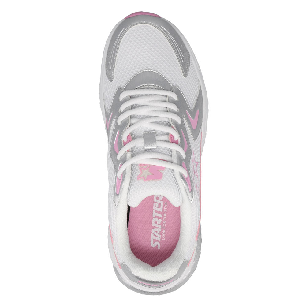 White/Pink/Silver-Starter Womens Star Light Synthetic Leather and Mesh Sneaker