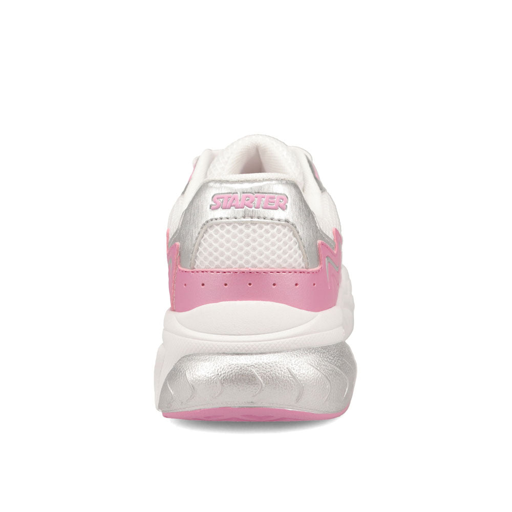White/Pink/Silver-Starter Womens Star Light Synthetic Leather and Mesh Sneaker