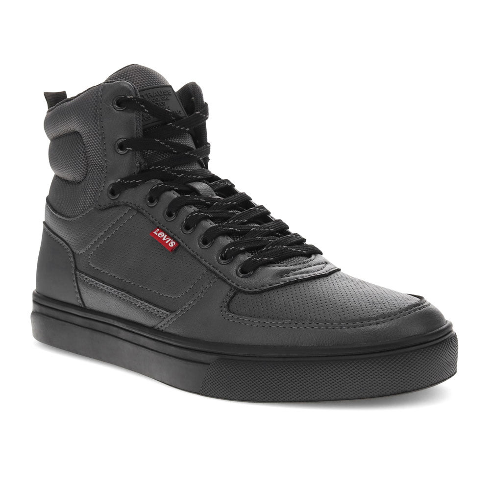 Charcoal/Black-Levi's Mens Liam Hi NL Synthetic Leather Fashion Midtop Sneaker Boot Shoe