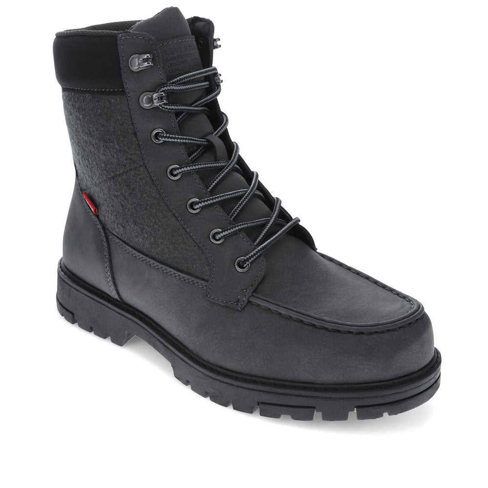 Charcoal/Black-Levi's Mens Arizona Moc Neo Vegan Leather and Wool Rugged Casual Hiker Boot