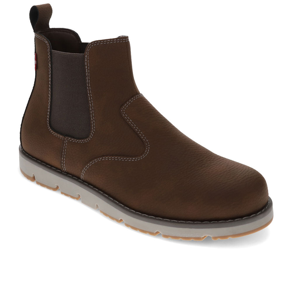 Cedar/Brown-Levi's Mens Chelsea Logger 2 WX Vegan Leather Casual Pull-On Boot