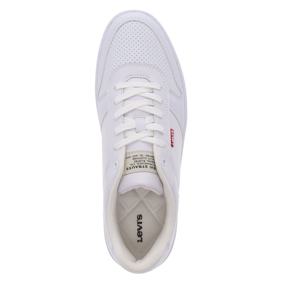 White/Gum-Levi's Mens Drive Lo Synthetic Leather Casual Lace Up Sneaker Shoe