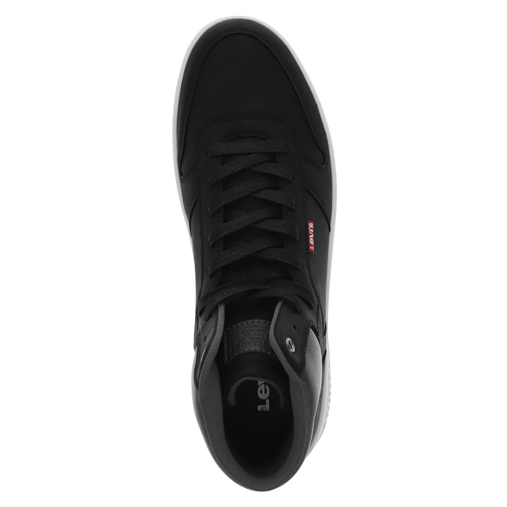 Black/Charcoal-Levi's Mens Drive Hi CBL Synthetic Leather Casual Hightop Sneaker Shoe