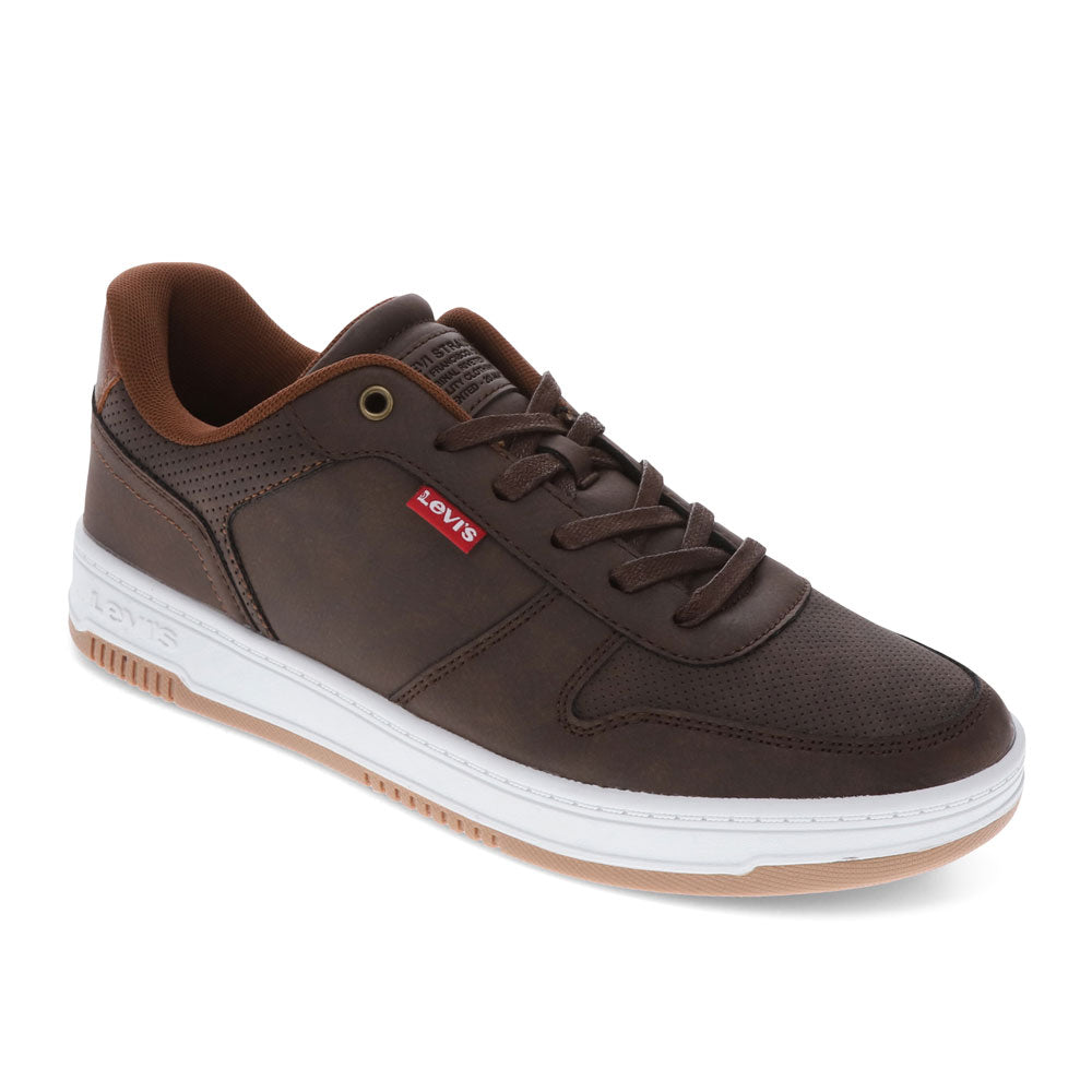 Brown/Tan-Levi's Mens Drive Lo CBL Synthetic Leather Casual Lace Up Sneaker Shoe