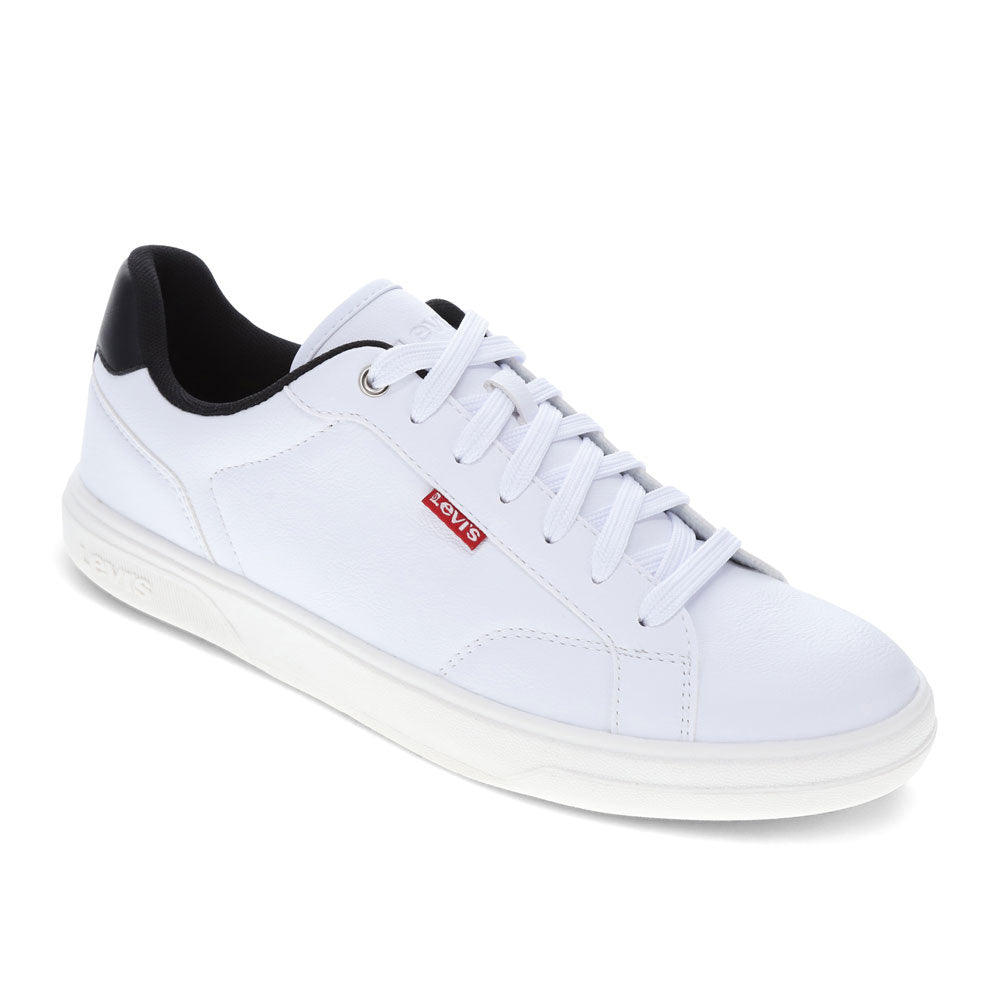 White/Black-Levi's Mens Carter Vegan Leather Casual Lace Up Sneaker Shoe