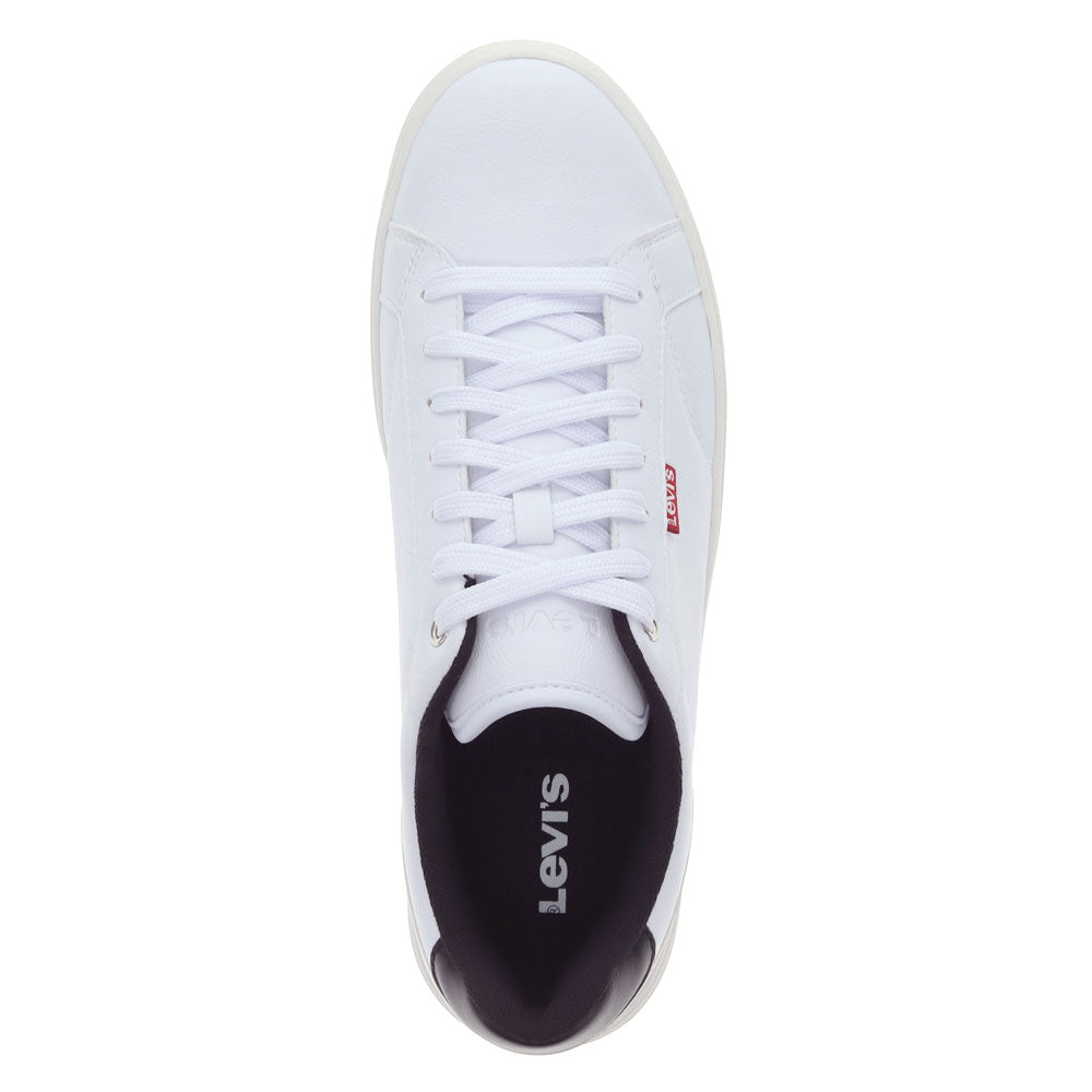 White/Black-Levi's Mens Carter Synthetic Leather Casual Lace Up Sneaker Shoe
