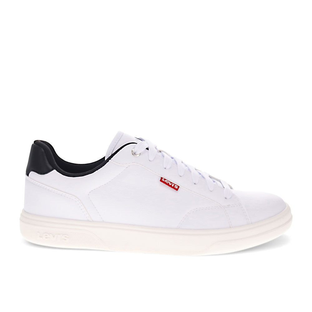 White/Black-Levi's Mens Carter Synthetic Leather Casual Lace Up Sneaker Shoe