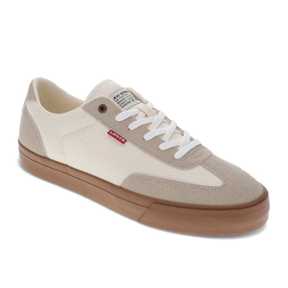 Winter White/Gum-Levi's Mens Lux Vulc Textured Fabric Casual Lace Up Sneaker Shoe