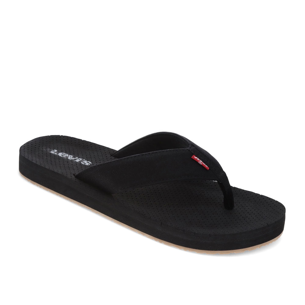 Black/Gum-Levi's Mens Sebastian Casual Flip Flop Sandal Shoe