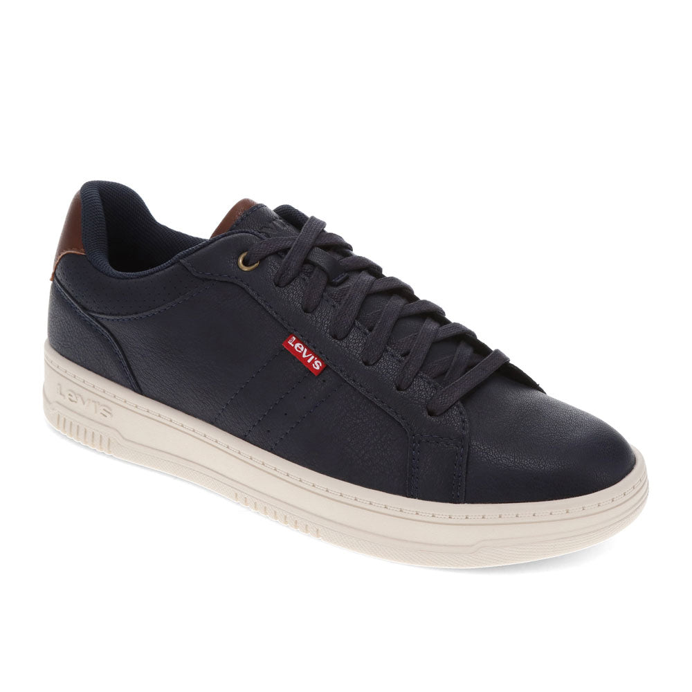 Navy/Tan-Levi's Mens Carson Synthetic Leather Casual Lace Up Sneaker Shoe