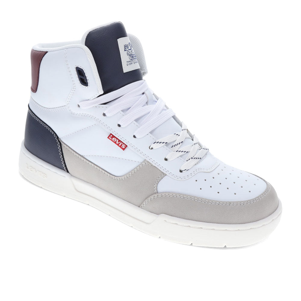 White/Gray-Levi's Mens Venice Synthetic Leather Casual Hightop Sneaker Shoe