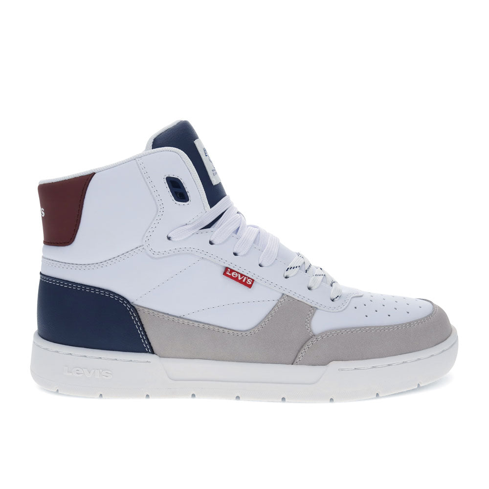 White/Gray-Levi's Mens Venice Synthetic Leather Casual Hightop Sneaker Shoe