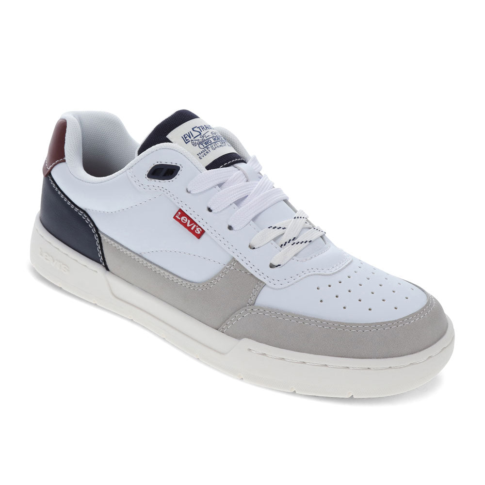 White/Cement/Navy-Levi's Mens La Jolla Synthetic Leather Casual Lace Up Sneaker Shoe