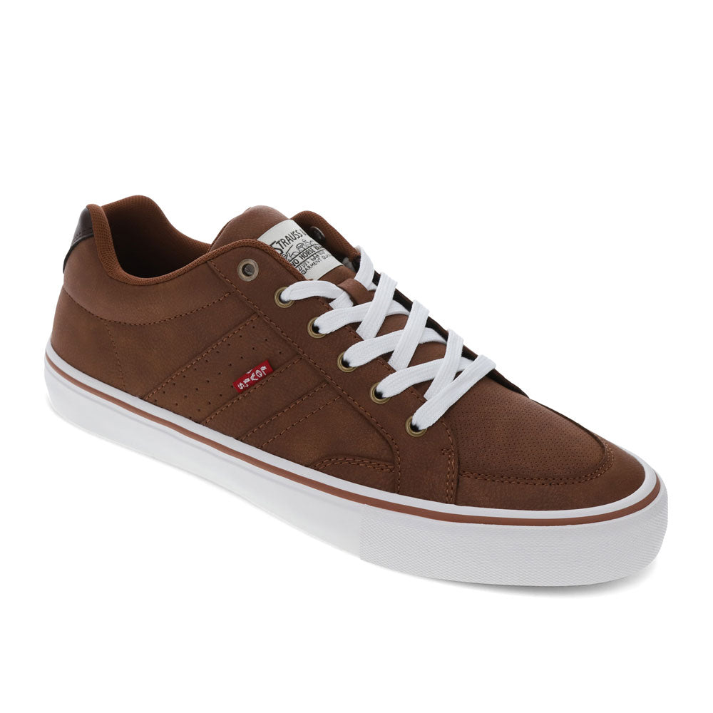 Tan/Brown-Levi's Mens Avery Synthetic Leather Casual Lace Up Sneaker Shoe
