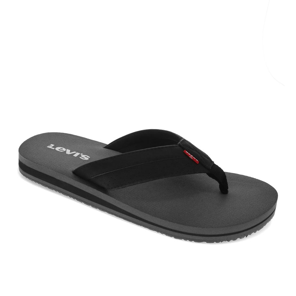 Black/Charcoal-Levi's Mens Jackson Casual Flip Flop Sandal Shoe