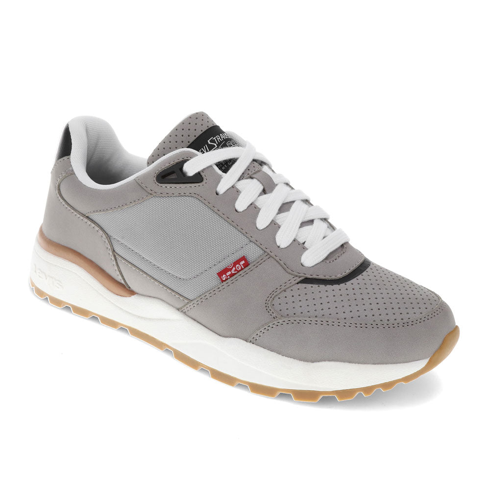 Grey/Black-Levi's Mens Ultra Synthetic Leather Casual Lace Up Sneaker Shoe