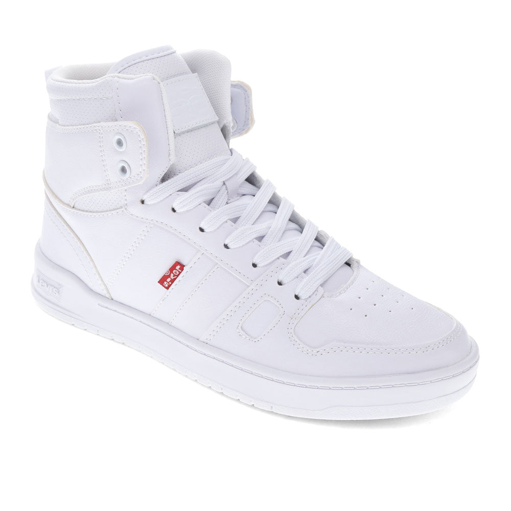White-Levi's Womens 521 BB Hi Perf UL Casual Vegan Leather Hightop Sneaker Shoe