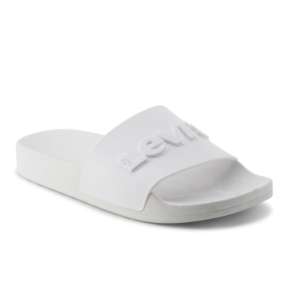 White-Levi's Womens 3D Slide Slip On Synthetic Vegan Rubber Sole Comfort Sandal Shoe