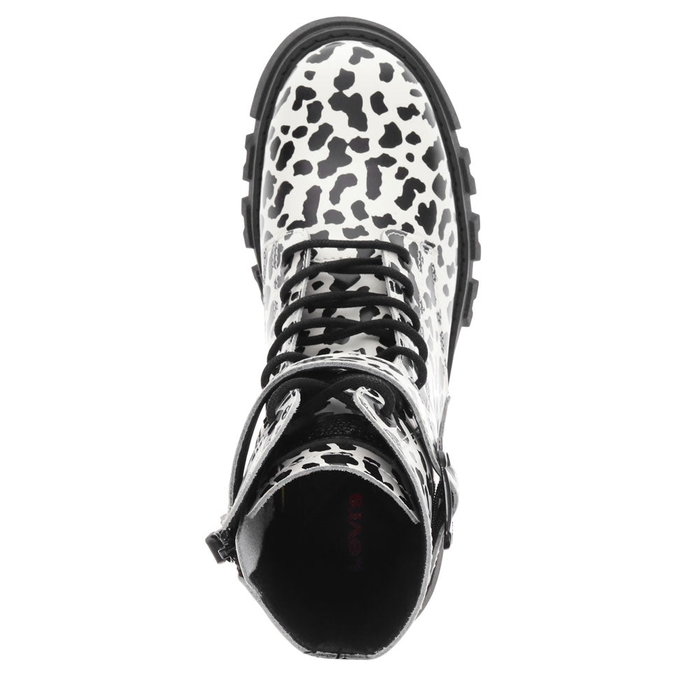 Black/Cream-Levi's Womens Giselle Genuine Leather Military Inspired Fashion Platform Boot