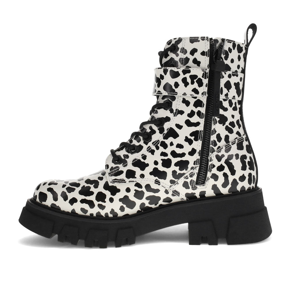 Black/Cream-Levi's Womens Giselle Genuine Leather Military Inspired Fashion Platform Boot