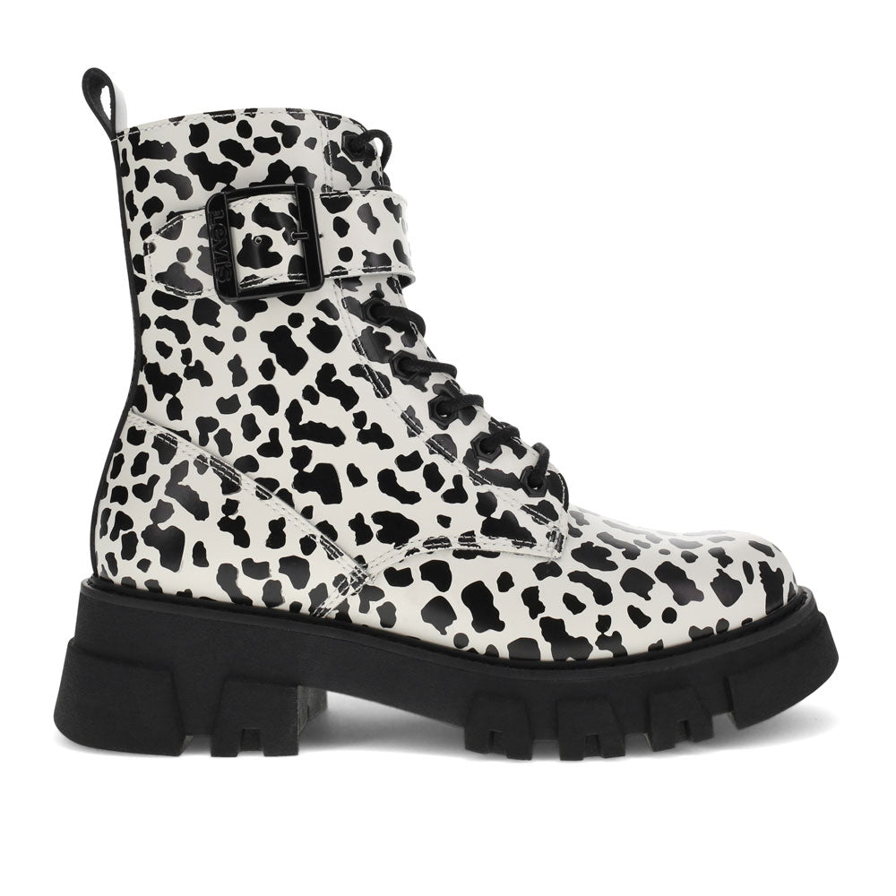 Black/Cream-Levi's Womens Giselle Genuine Leather Military Inspired Fashion Platform Boot