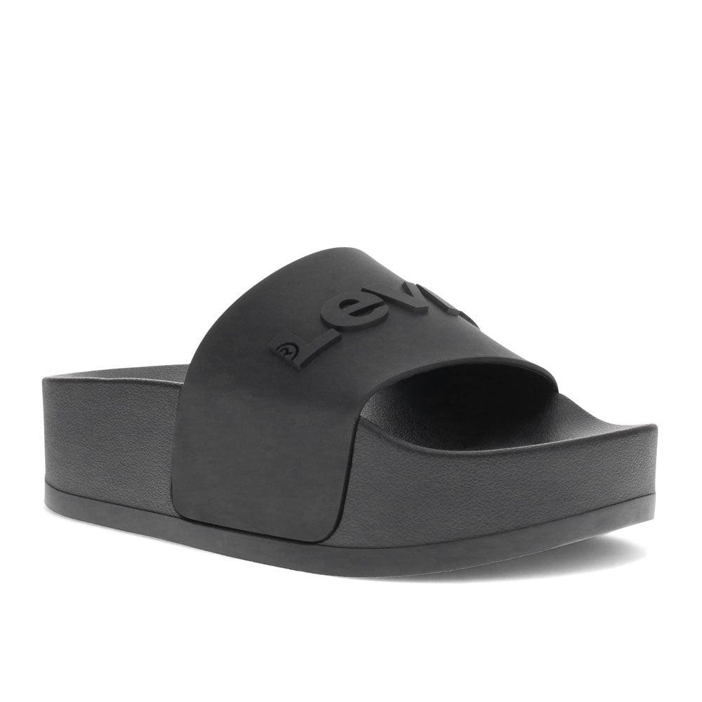 Black-Levi's Womens 3D Platform Slide Synthetic Vegan Rubber Sole Sandal Shoe
