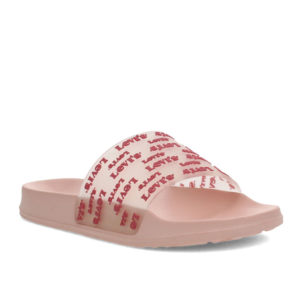 Blush-Levi's Womens Translucent Slide Synthetic Vegan Rubber Sole Sandal Shoe