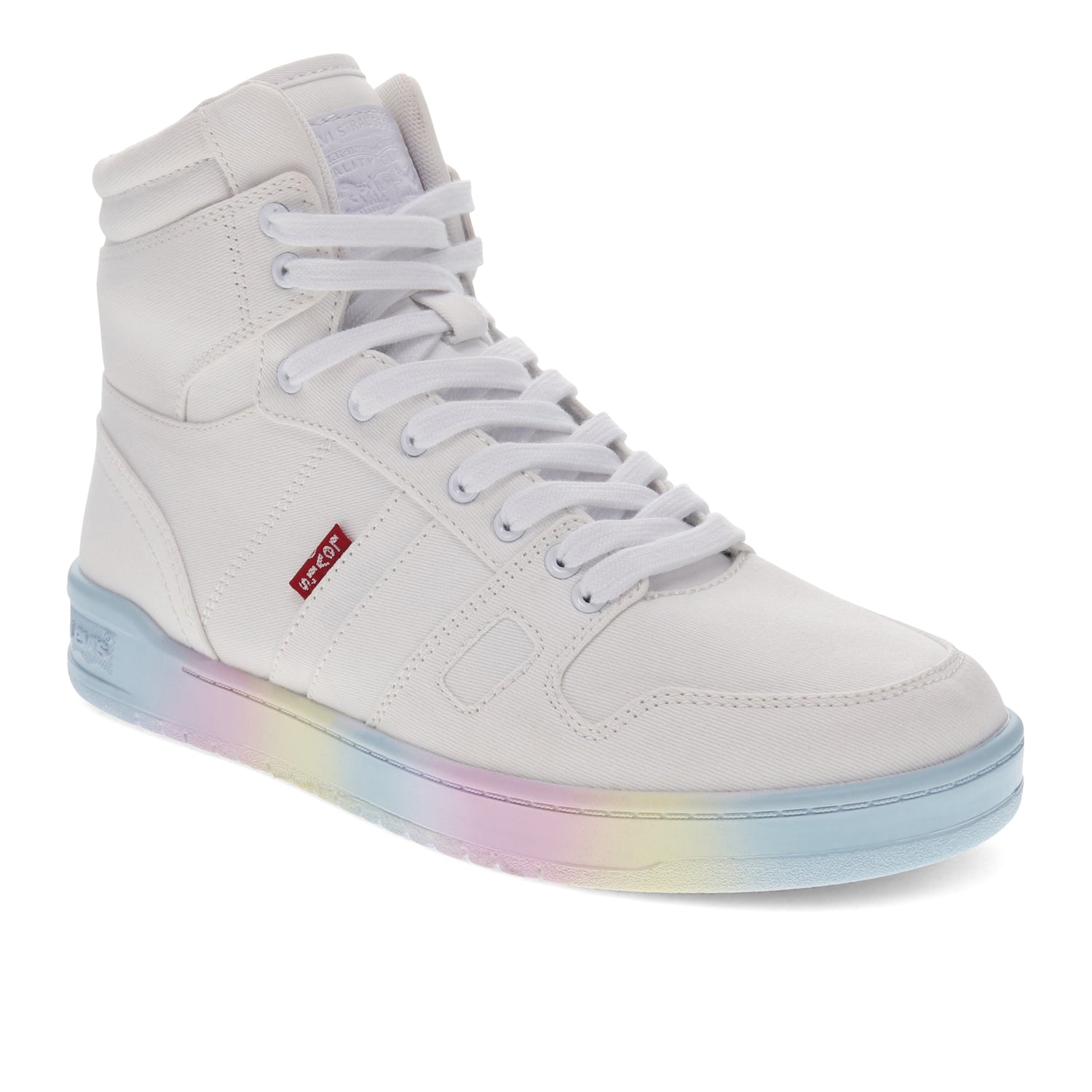 White-Levi's Womens BB Hi Ombre Casual Vegan Synthetic Hightop Sneaker Shoe