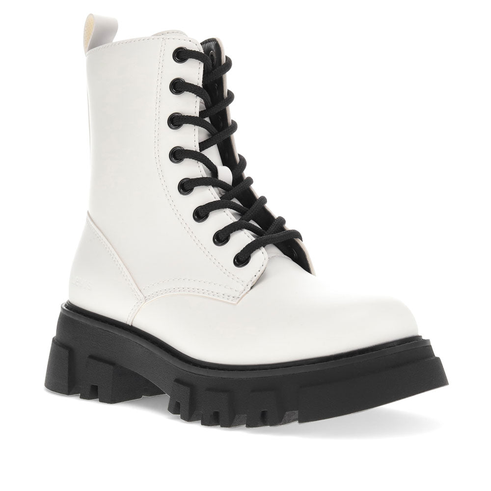 White/Black-Levi's Womens Giselle 2 Neo Vegan Leather Rugged Lug Sole Fashion Platform Boot